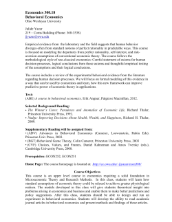 Economics 300.18 Behavioral Economics