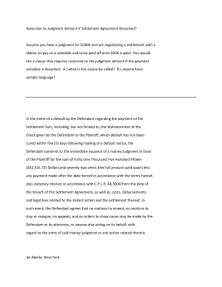 Reversion to Judgment Amount if Settlement Agreement Breached