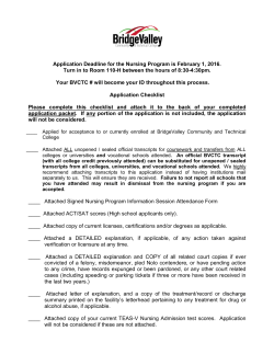 Application Deadline for the Nursing Program is February 1, 2016