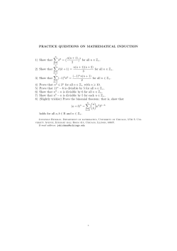 PRACTICE QUESTIONS ON MATHEMATICAL INDUCTION 1) Show