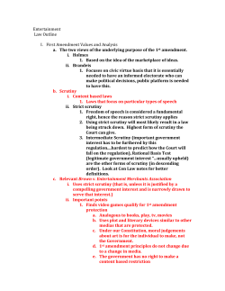 Entertainment Law Outline First Amendment Values and Analysis