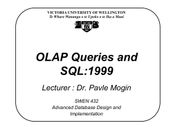 WINDOW Clause in SQL:1999 - Victoria University of Wellington