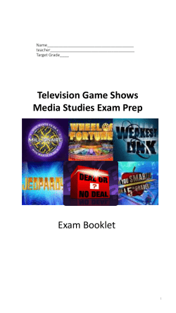 Exam Booklet Television Game Shows Media