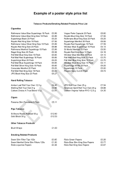 Example of a poster style price list