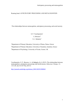 SOCIAL ANXIETY AND POSITIVE EVENT DISCOUNTING