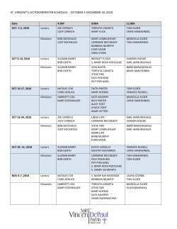 ST. VINCENT`S LECTOR/MINISTER SCHEDULE OCTOBER 2