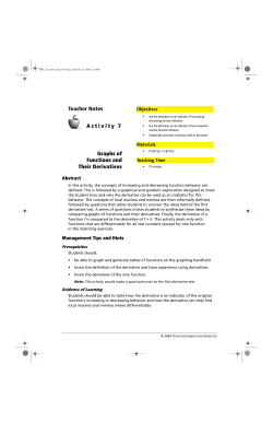 Teacher Notes Activity 7 Graphs of Functions and