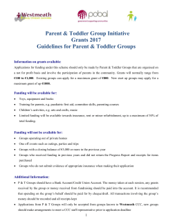 Parent and Toddler Grant Application 2017