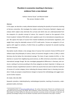 Pluralism in economics teaching in Germany &ndash; evidence from a new