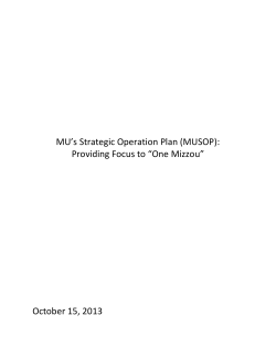 MU`s Strategic Operation Plan (MUSOP): Providing Focus to &ldquo;One