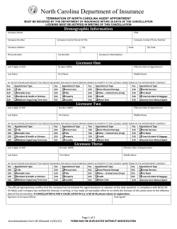 Agent Company Termination Form - North Carolina Department of