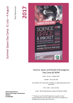 Summer Space Day Camp 31 July * 4 August