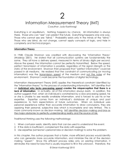 Information Measurement Theory (IMT)