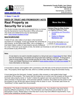 Deed of Trust and Promissory Note - Sacramento County Public Law