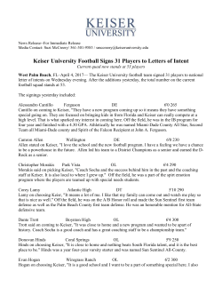 Keiser University Football Signs 31 Players to Letters of Intent