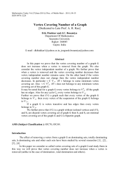 Vertex Covering Number Of A Graph