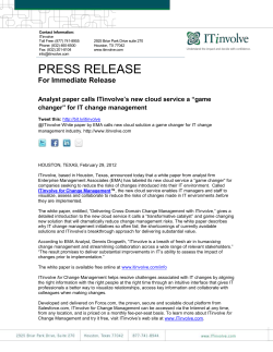 Analyst paper calls ITinvolve`s new cloud service a &ldquo;game changer&rdquo;