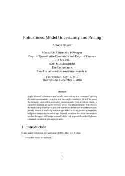 Robustness, Model Uncertainty and Pricing