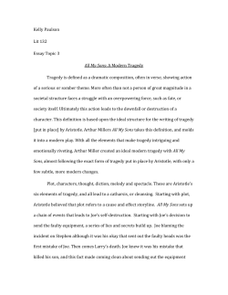 Kelly Paulson Lit 132 Essay Topic 3 All My Sons: A Modern Tragedy
