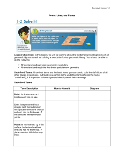 Geometry (H) Lesson 1.2 Points, Lines, and Planes Lesson