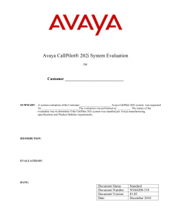 Avaya CallPilot&reg; 202i System Evaluation