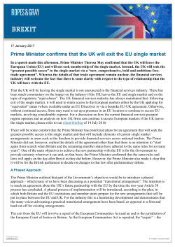 Prime Minister confirms that the UK will exit the EU single market
