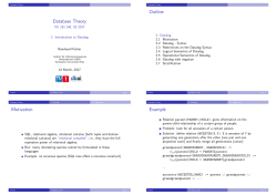 Database Theory Outline Motivation Example