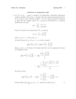 Math 151. Rumbos Spring 2012 1 Solutions to Assignment #20 1