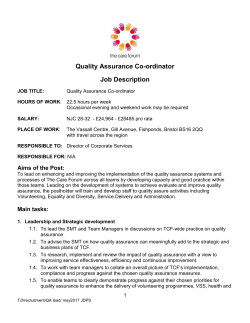 Quality Assurance Co-ordinator JDPS 3.5.17