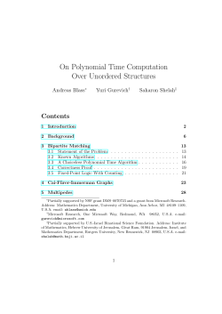 On Polynomial Time Computation Over Unordered