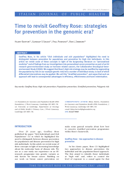 Time to revisit Geoffrey Rose: strategies for prevention in the