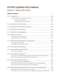 Lottery Licensing Policy Manual: Chapter 7 (2016/06)