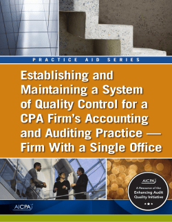 Establishing and Maintaining a System of Quality Control for