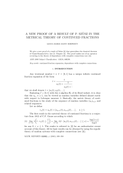 a new proof of a result of p. sz&uml;usz in the metrical theory of continued