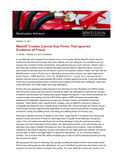 Madoff Trustee Cannot Sue Firms That Ignored