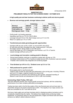 Preliminary results - 24 November 2016 Profit growth in