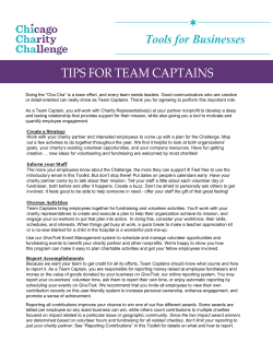 Tools for Businesses TIPS FOR TEAM CAPTAINS