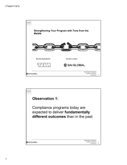 Presentation - Society of Corporate Compliance and Ethics