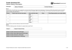 C7810.EC1 * Tender Schedule EC1 * Claims History Information