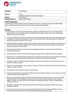 Play Ranger Person Specification