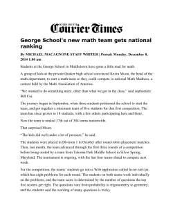 George School`s new math team gets national ranking