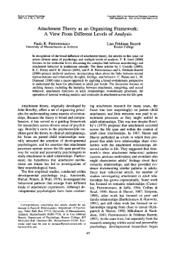 Attachment Theory as an Organizing Framework: A View From