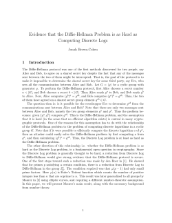 Evidence that the Diffie-Hellman Problem is as Hard as Computing