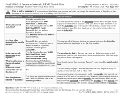 Gold $500/$15 Premium Network: UPMC Health Plan