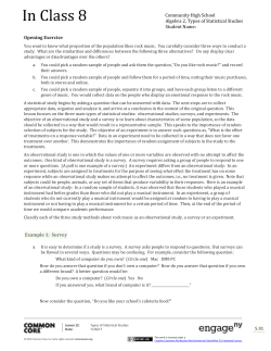 In Class 8, Types of Statistical Studies Key