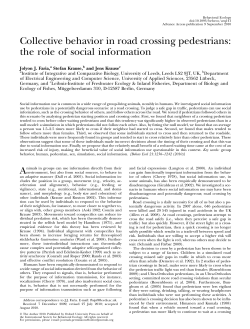Collective behavior in road crossing pedestrians