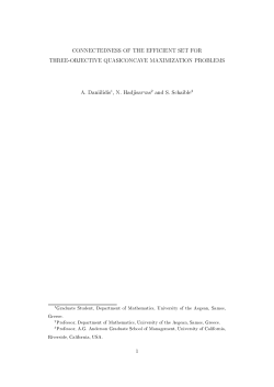 Connectedness of the efficient set for three objective quasiconcave