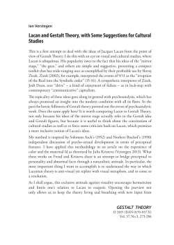 Lacan and Gestalt Theory, with Some Suggestions for Cultural Studies