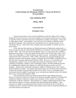 Managing Children`s Classroom Behavior