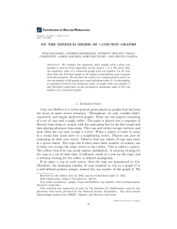 ON THE MINIMUM ORDER OF k-COP-WIN GRAPHS 1. Introduction